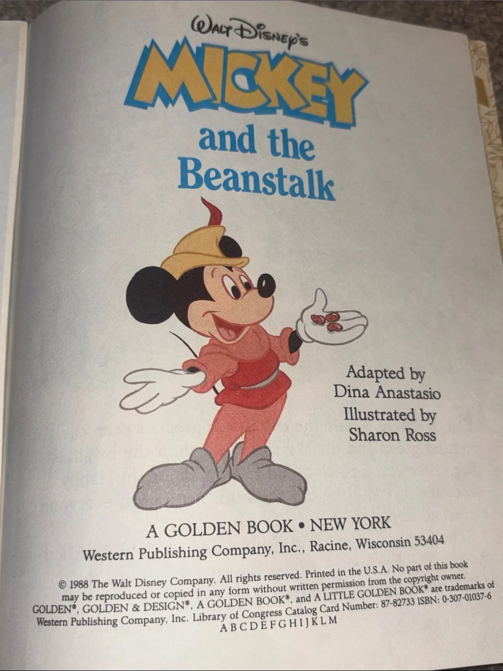 Vintage 1973- Disney Mickey and the Beanstalk Storybooks - Yellow & Blue Covers